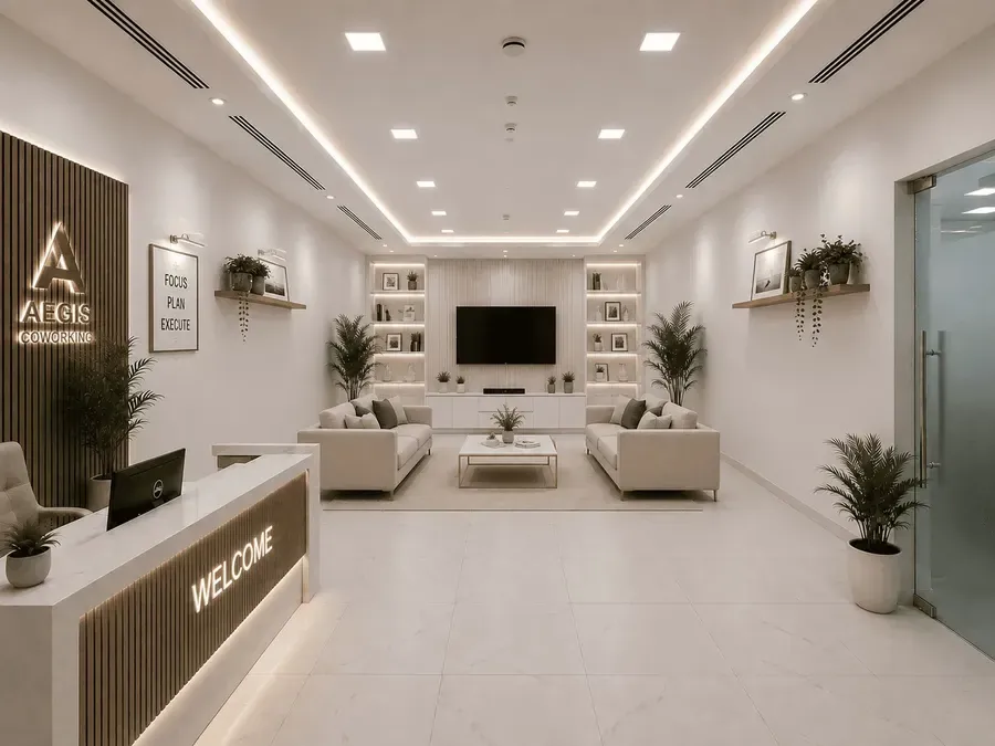 Reception of the coworking space Al Reem Island Abu Dhabi